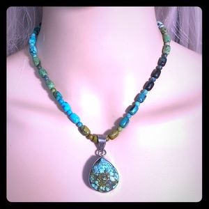 Multi colored turquoise beaded necklace